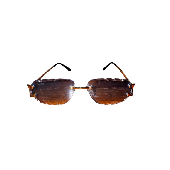 Cartier Accessories - Cartier Rimless Sunglasses Gold Blue Gradient Diamond Cut Lens Made in Italy